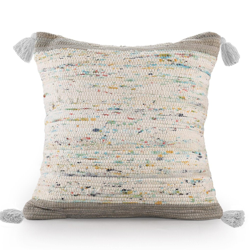 20" X 20" Gray And Off-White 100% Cotton Abstract Zippered Pillow HomeRoots