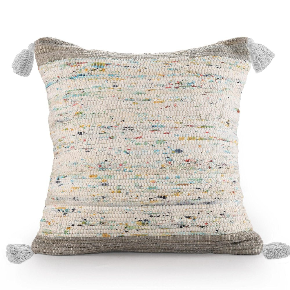 20" X 20" Gray And Off-White 100% Cotton Abstract Zippered Pillow HomeRoots
