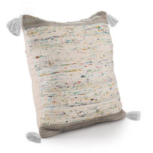 20" X 20" Gray And Off-White 100% Cotton Abstract Zippered Pillow FurniFindUSA