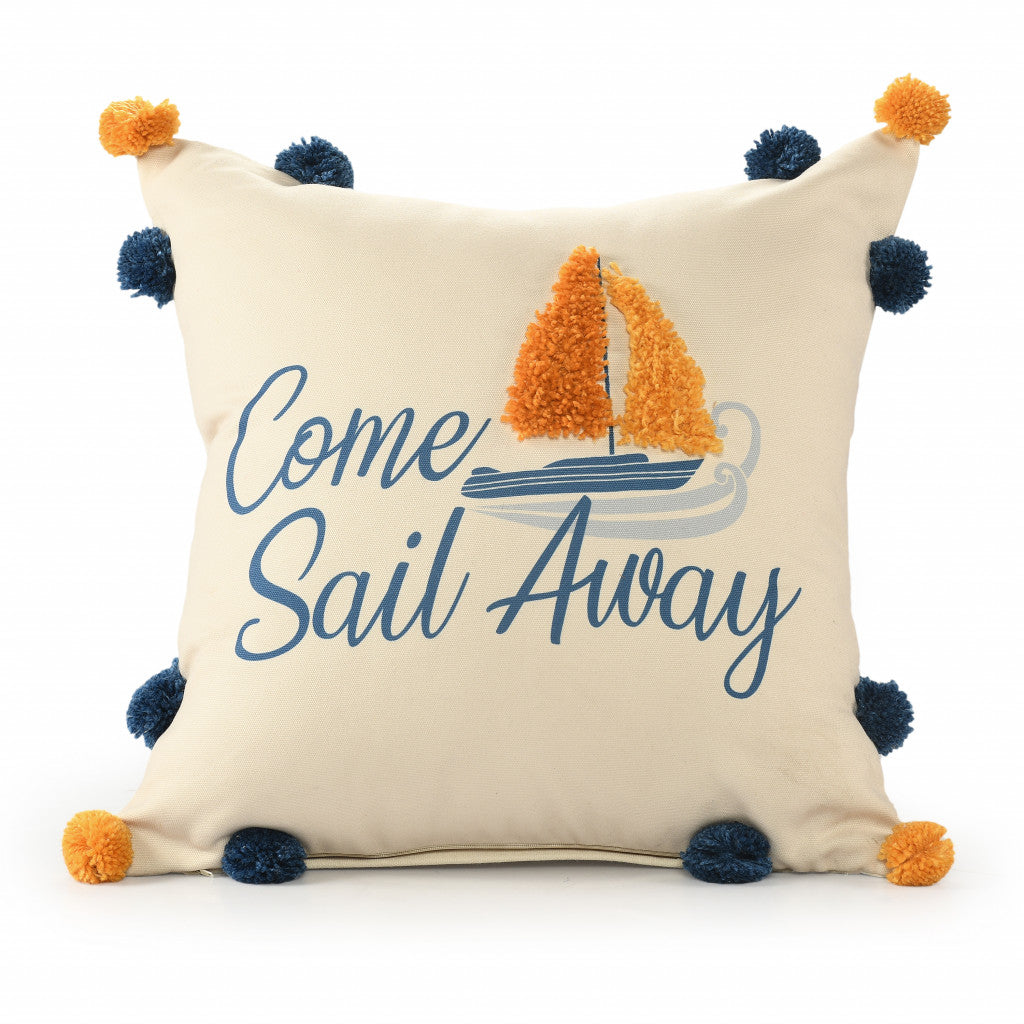 20" X 20" Navy And Orange Polyester Tropical Zippered Pillow FurniFindUSA