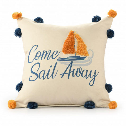 20" X 20" Navy And Orange Polyester Tropical Zippered Pillow FurniFindUSA