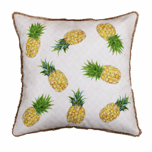 20" X 20" Yellow And Green Polyester Tropical Zippered Pillow FurniFindUSA