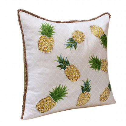 20" X 20" Yellow And Green Polyester Tropical Zippered Pillow FurniFindUSA