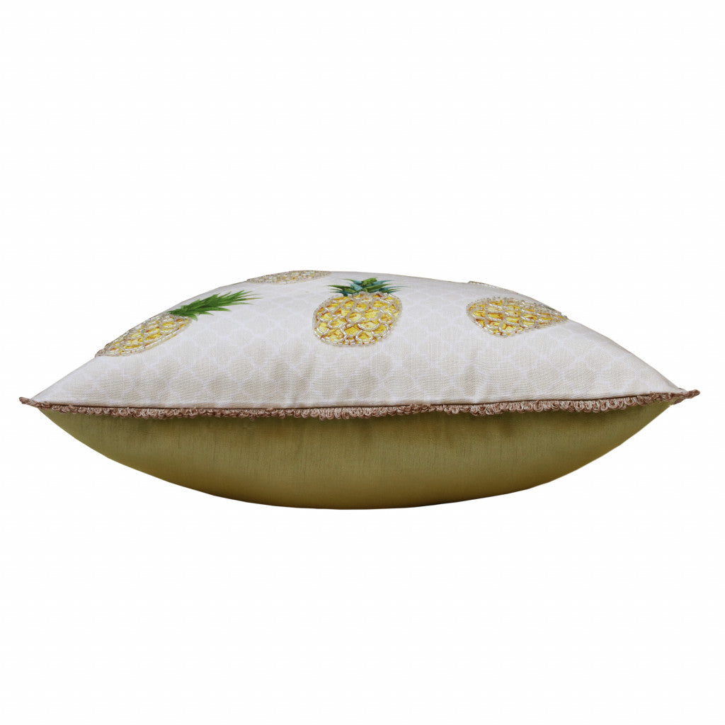 20" X 20" Yellow And Green Polyester Tropical Zippered Pillow FurniFindUSA