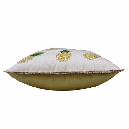 20" X 20" Yellow And Green Polyester Tropical Zippered Pillow FurniFindUSA