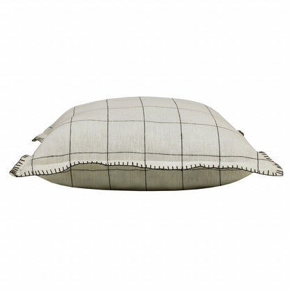 20" X 20" Ivory And Black Linen Geometric Zippered Pillow FurniFindUSA