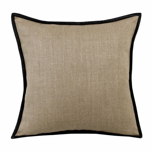 20" X 20" Tan And Black Linen Zippered Pillow FurniFindUSA