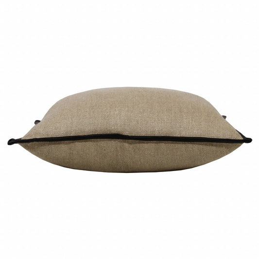 20" X 20" Tan And Black Linen Zippered Pillow FurniFindUSA