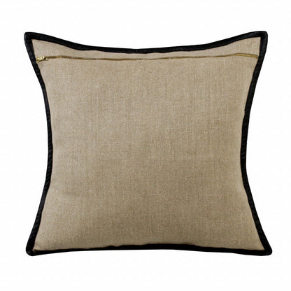 20" X 20" Tan And Black Linen Zippered Pillow FurniFindUSA