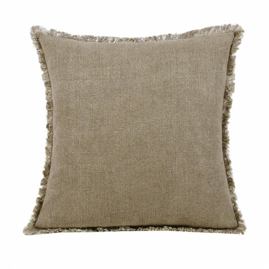 20" X 20" Tan And Ivory Linen Zippered Pillow FurniFindUSA