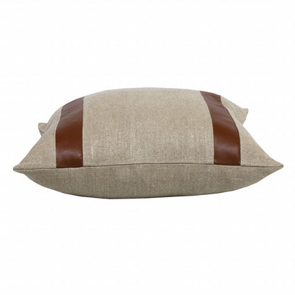 20" X 20" Beige And Brown Linen Striped Zippered Pillow FurniFindUSA