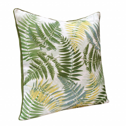 20" X 20" Green And Yellow Polyester Floral Zippered Pillow FurniFindUSA