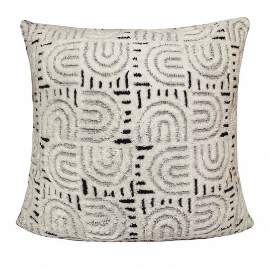 30" X 30" White And Blue 100% Cotton Geometric Zippered Pillow FurniFindUSA