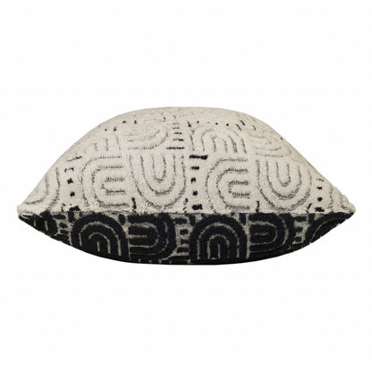 30" X 30" White And Blue 100% Cotton Geometric Zippered Pillow FurniFindUSA
