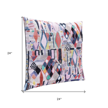 24" Red And Pink Abstract Throw Pillow