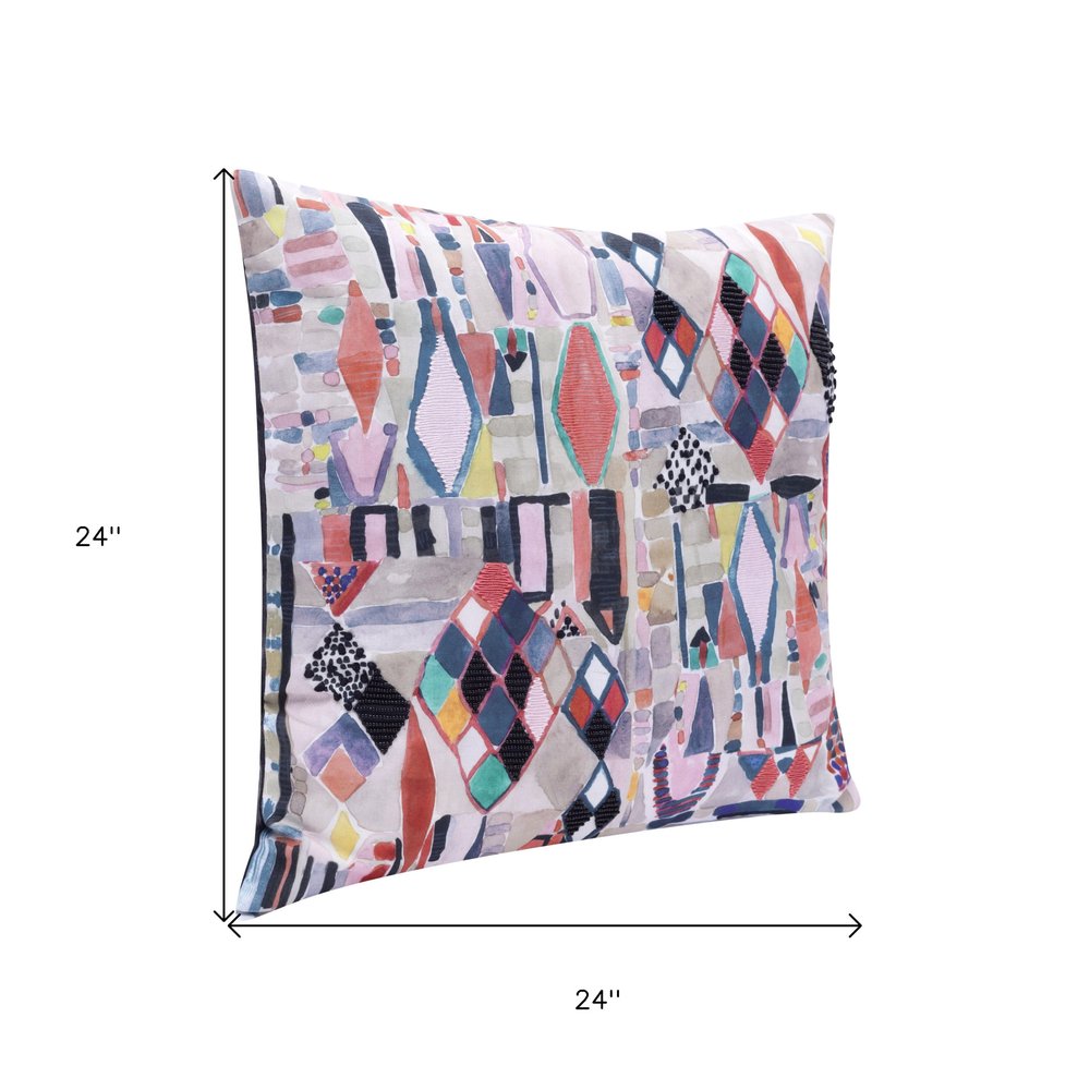 24" Red And Pink Abstract Throw Pillow HomeRoots