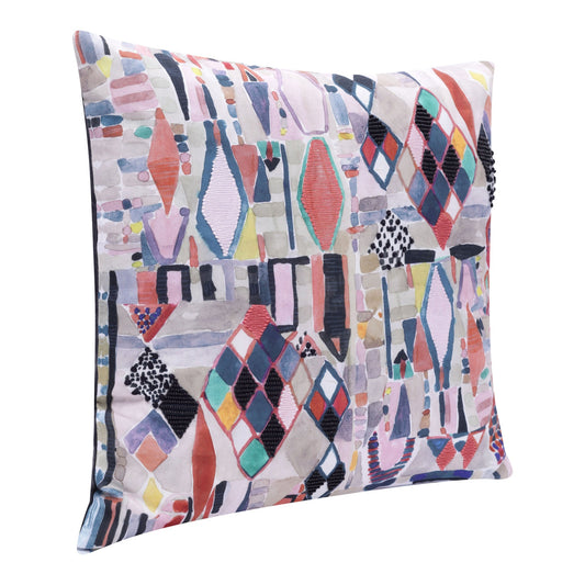 24" X 24" Red Pink Blue Gray And Black Polyester Abstract Zippered Pillow FurniFindUSA