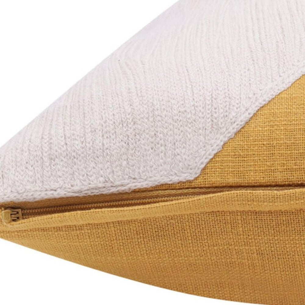 20" X 20" Yellow And Ivory 100% Cotton Abstract Zippered Pillow — view 9