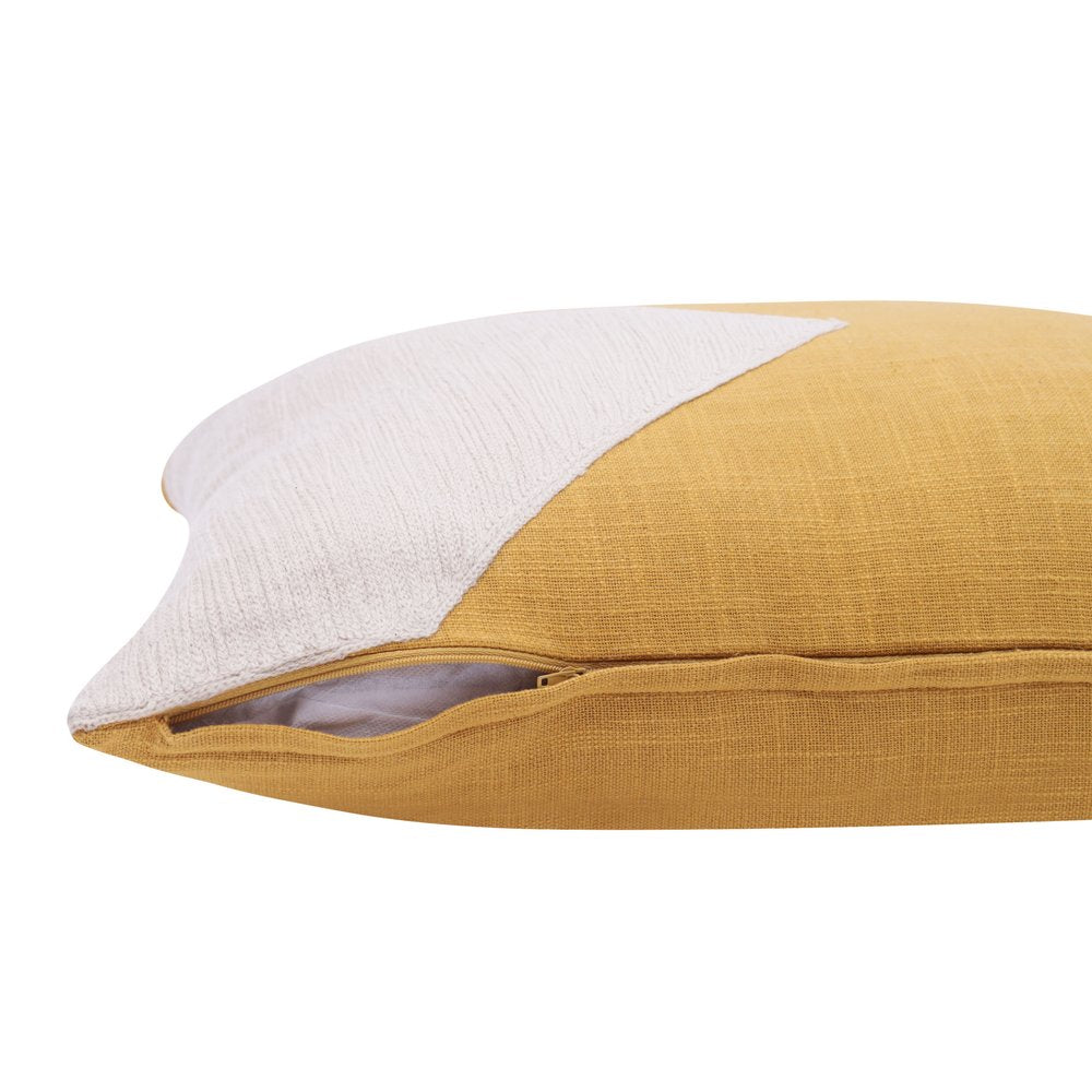 20" X 20" Yellow And Ivory 100% Cotton Abstract Zippered Pillow — view 3