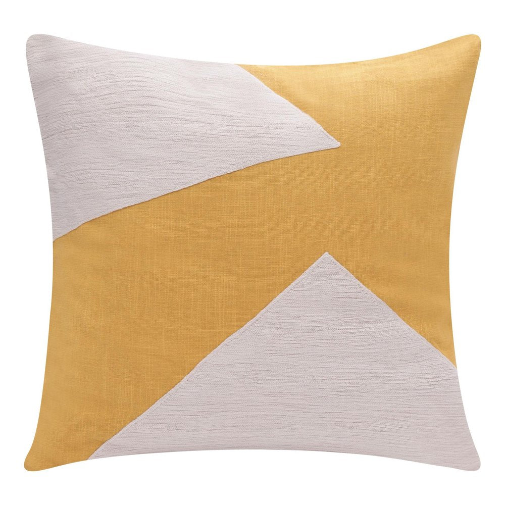 24" X 24" Yellow And Ivory 100% Cotton Abstract Zippered Pillow — view 1