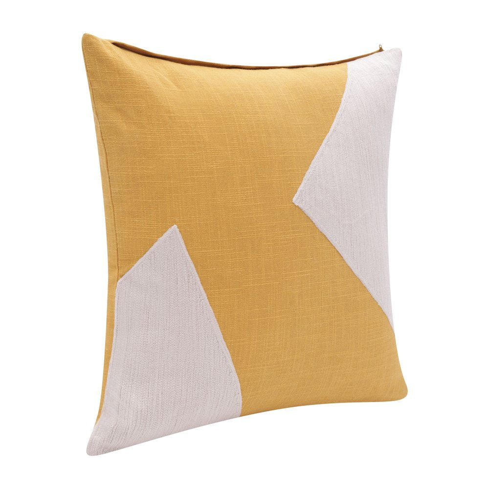 24" X 24" Yellow And Ivory 100% Cotton Abstract Zippered Pillow — view 2