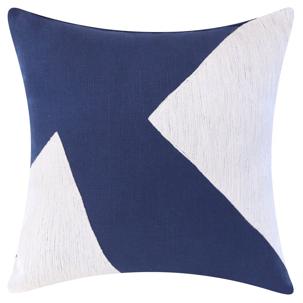 20" Navy Blue And Ivory Cotton Abstract Throw Pillow — view 1