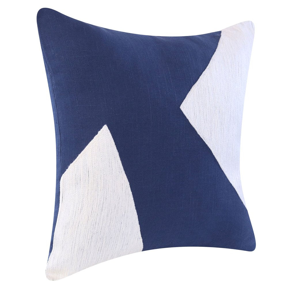 20" Navy Blue And Ivory Cotton Abstract Throw Pillow — view 2