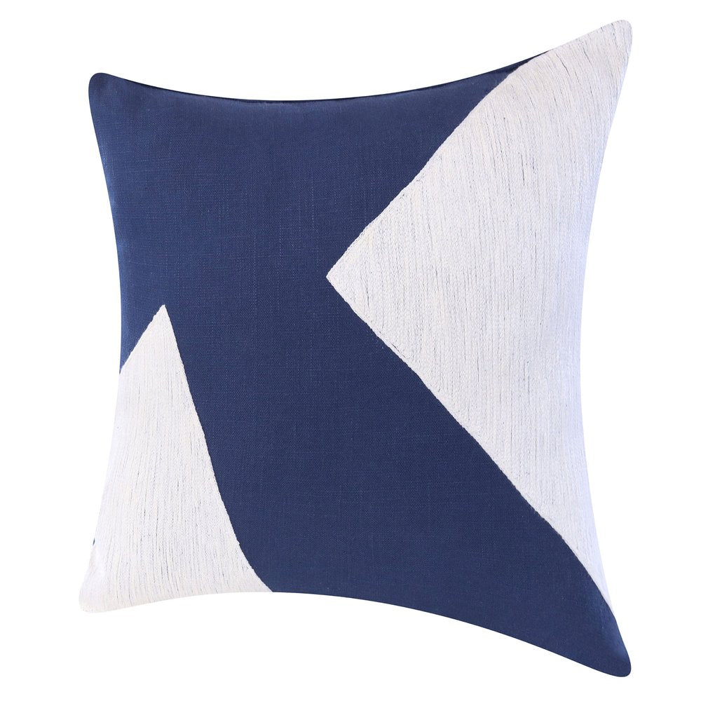 20" Navy Blue And Ivory Cotton Abstract Throw Pillow — view 3