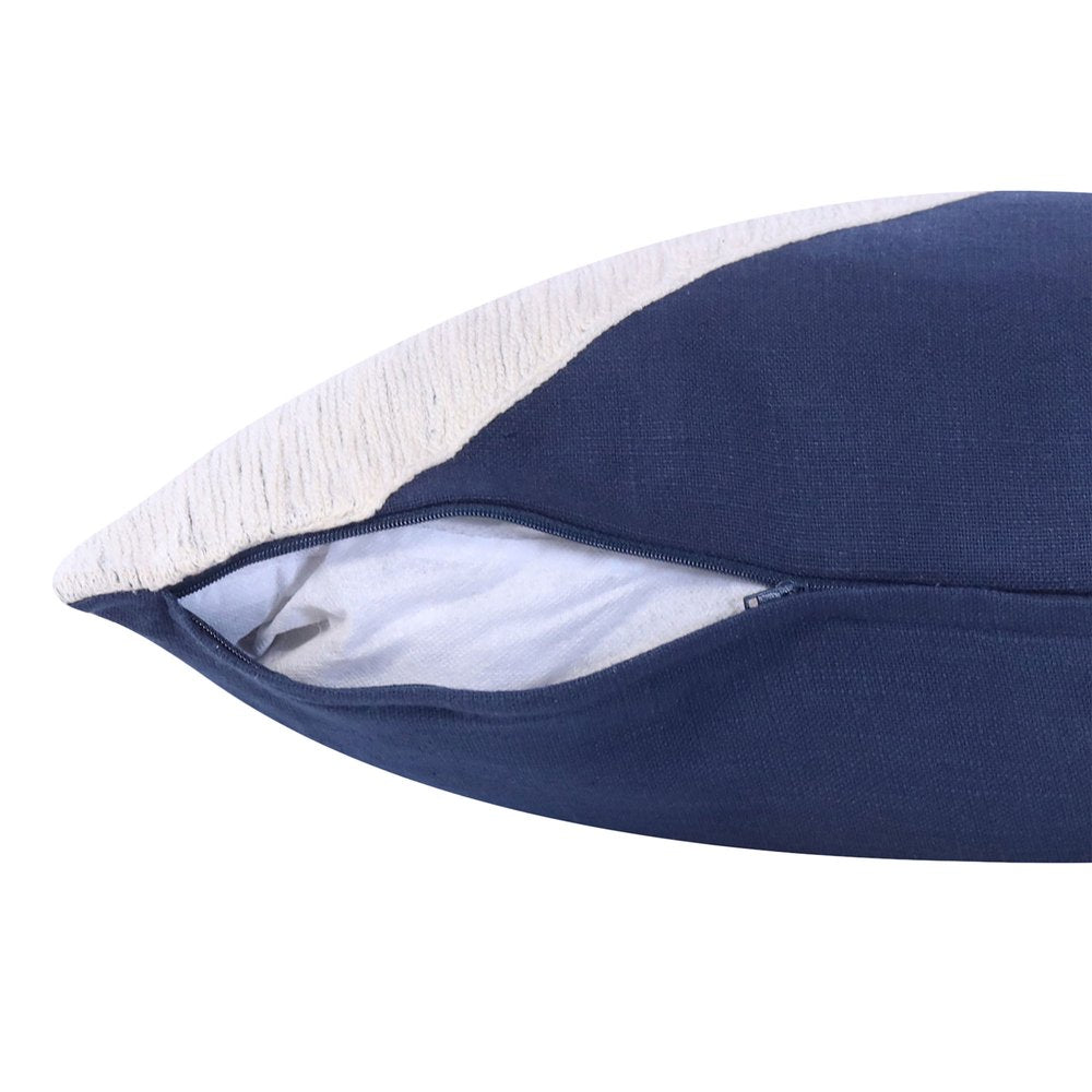 20" Navy Blue And Ivory Cotton Abstract Throw Pillow — view 4