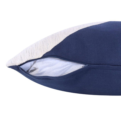 20" Navy Blue And Ivory Cotton Abstract Throw Pillow HomeRoots