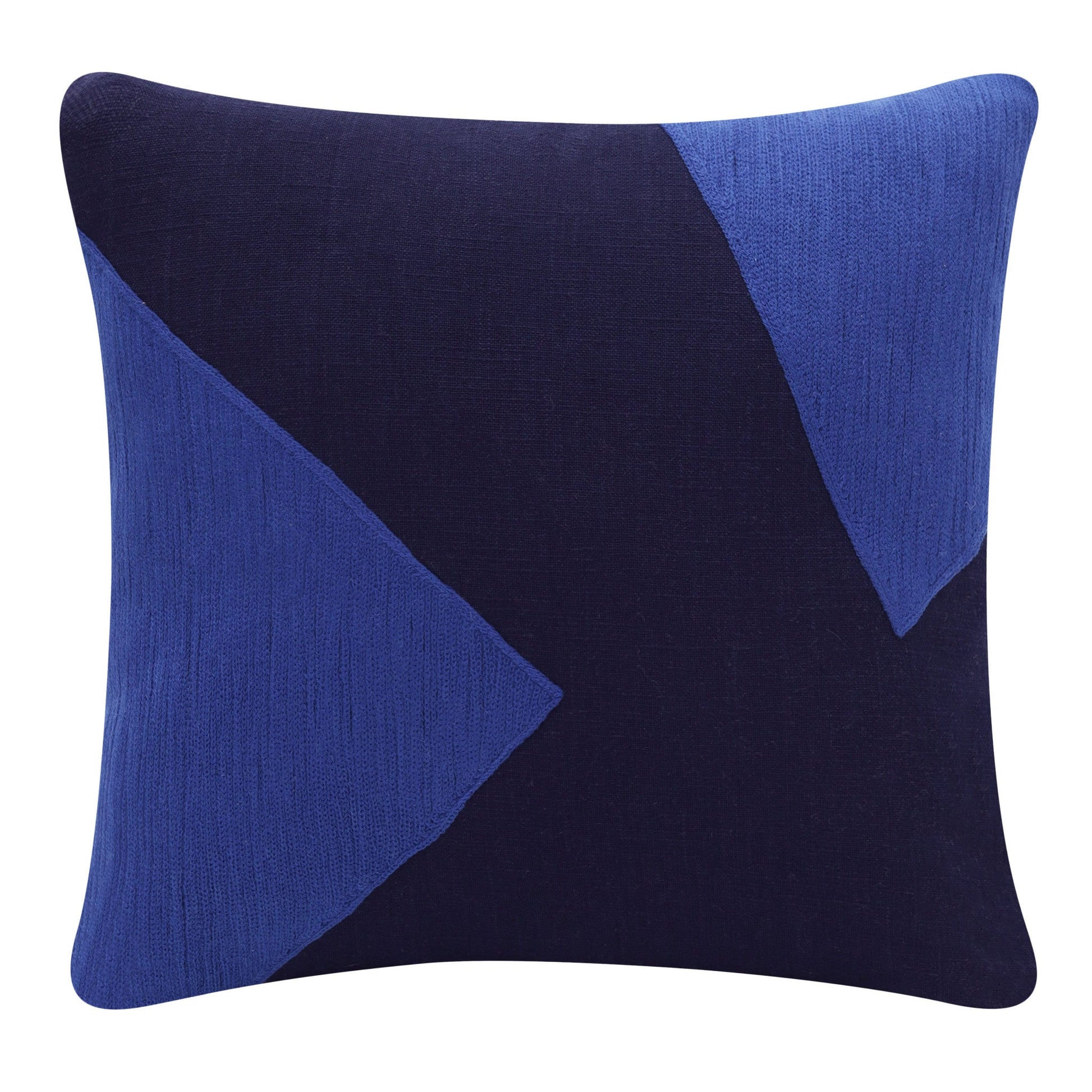 20" X 20" Cobalt Blue And Navy 100% Cotton Abstract Zippered Pillow 4.0" (L) x 20.0" (W) x 20.0" (H) FurniFindUSA