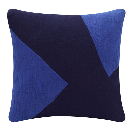 20" X 20" Cobalt Blue And Navy 100% Cotton Abstract Zippered Pillow 4.0" (L) x 20.0" (W) x 20.0" (H) FurniFindUSA