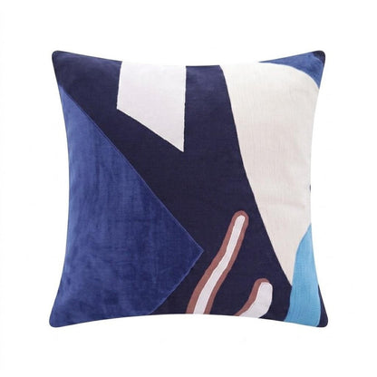 20" X 20" Cobalt Blue And Navy 100% Cotton Abstract Zippered Pillow