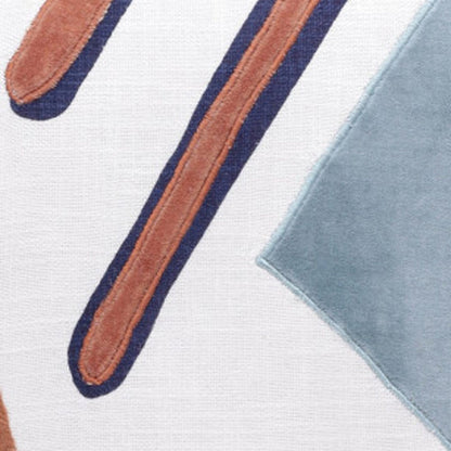 24" Blue and Off White Abstract Cotton Throw Pillow HomeRoots