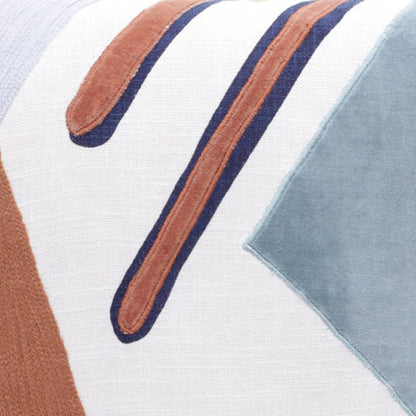 24" Blue and Off White Abstract Cotton Throw Pillow HomeRoots