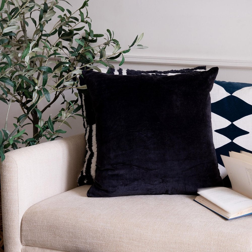 20" Black Cotton Throw Pillow — view 2