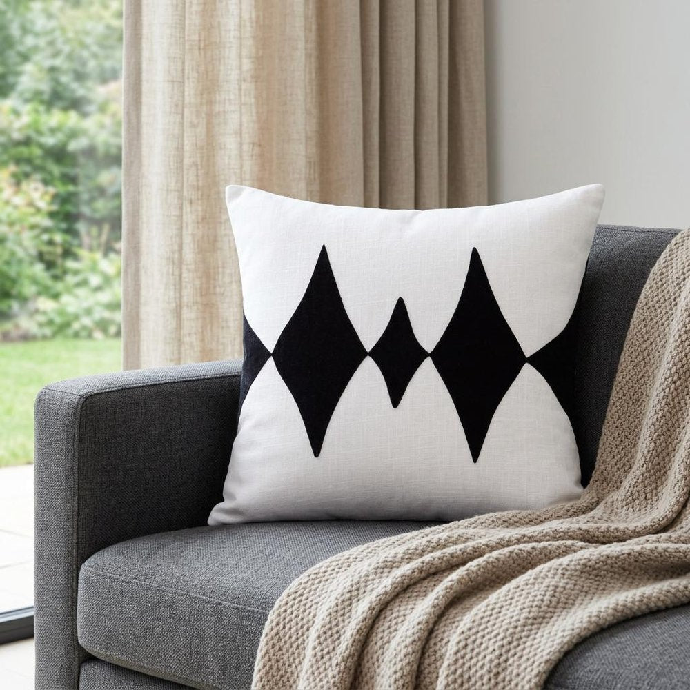 20" Black and White Throw Pillow — view 1