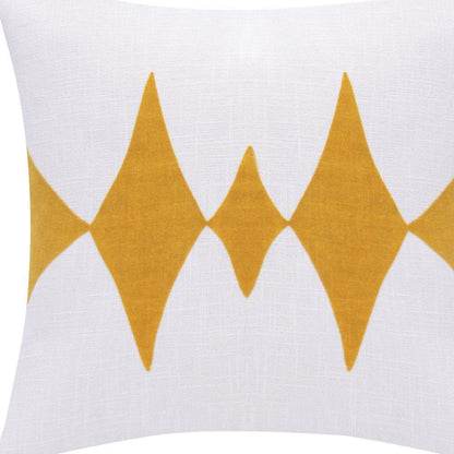 20" Yellow And White Cotton Diamond Throw Pillow HomeRoots