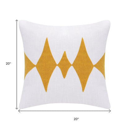 20" Yellow And White Cotton Diamond Throw Pillow HomeRoots