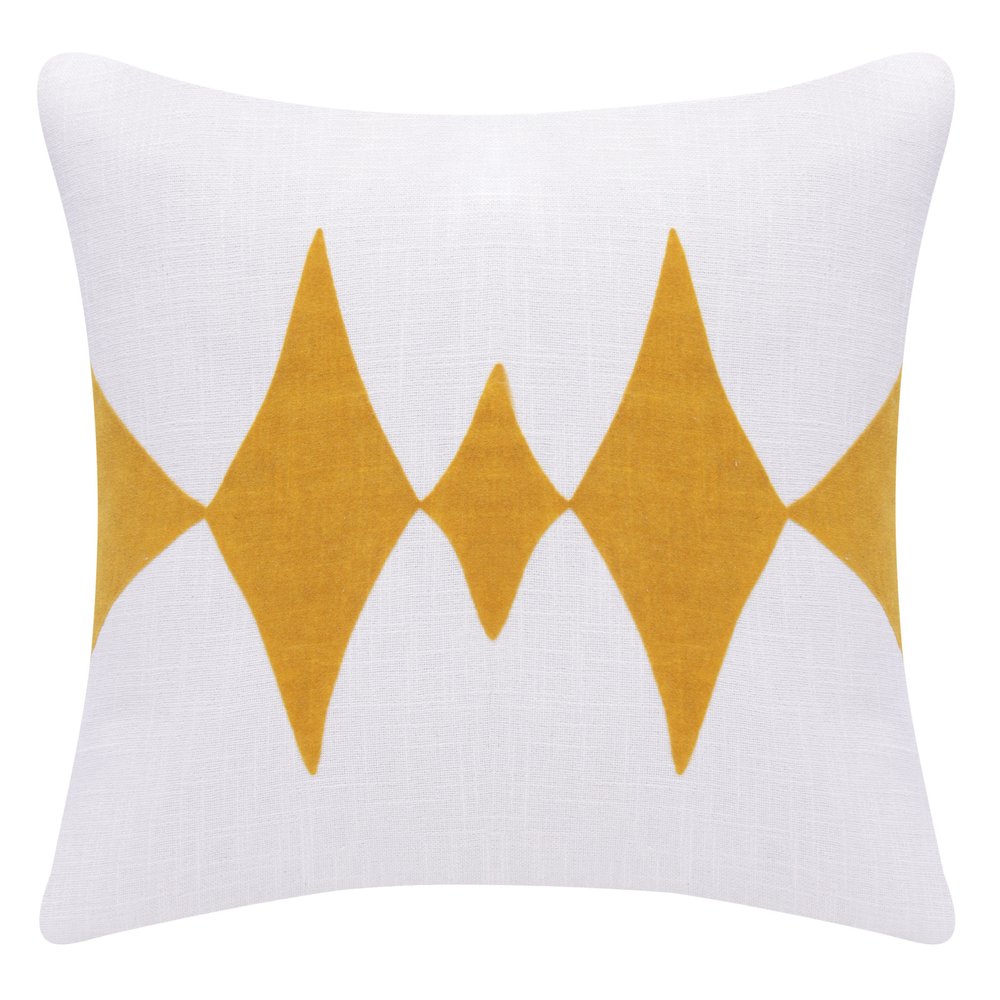 20" Yellow And White Cotton Diamond Throw Pillow — view 2