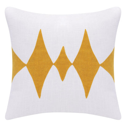 20" Yellow And White Cotton Diamond Throw Pillow HomeRoots