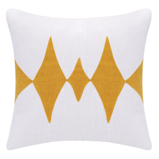 20" Yellow And White Cotton Diamond Throw Pillow