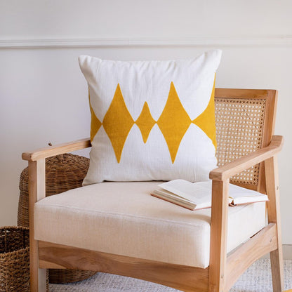 20" Yellow And White Cotton Diamond Throw Pillow HomeRoots