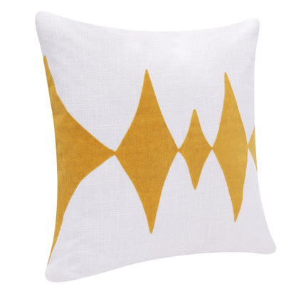 20" Yellow And White Cotton Diamond Throw Pillow HomeRoots
