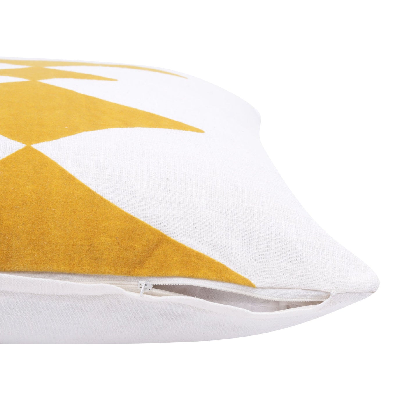 20" X 20" Yellow And White 100% Cotton Diamond Zippered Pillow FurniFindUSA
