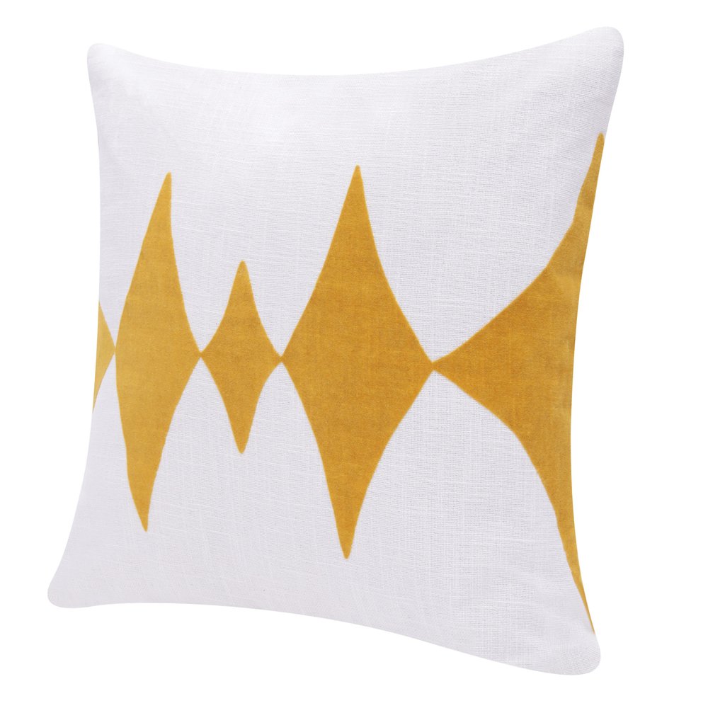20" Yellow And White Cotton Diamond Throw Pillow — view 5