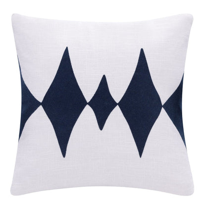 20" X 20" Blue And White 100% Cotton Diamond Zippered Pillow HomeRoots