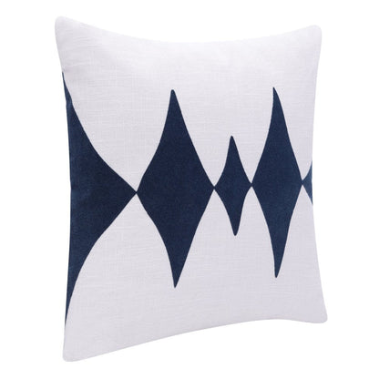 20" X 20" Blue And White 100% Cotton Diamond Zippered Pillow HomeRoots