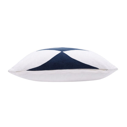 20" X 20" Blue And White 100% Cotton Diamond Zippered Pillow HomeRoots