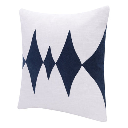 20" X 20" Blue And White 100% Cotton Diamond Zippered Pillow HomeRoots